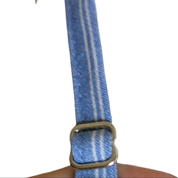 Harper High Neck Tank Top Chambray Embroidered Blue Floral Embroidery Size XL - Picture 7 of 11